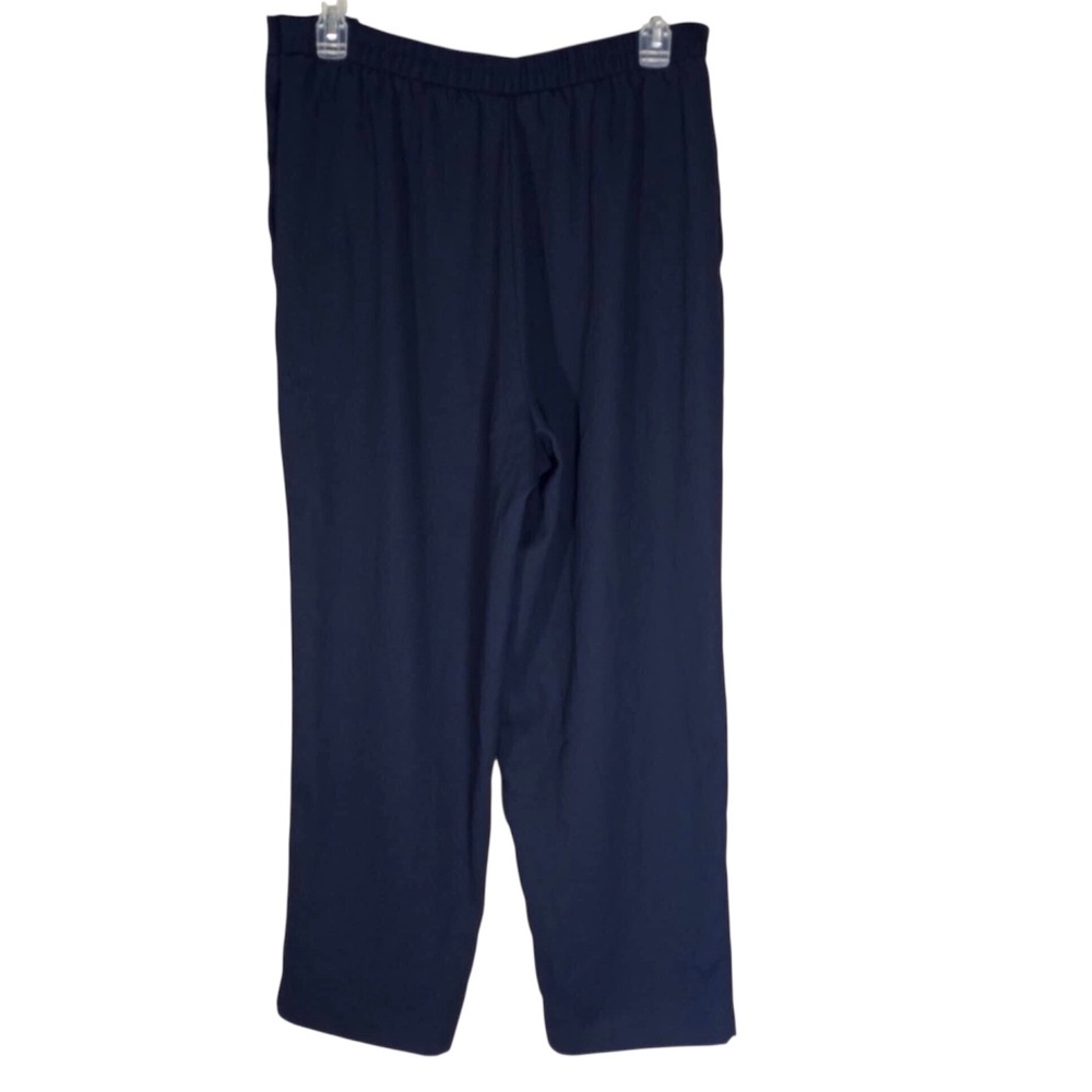 Vintage Halmode Blue Lightweight Crepe Pleat Side Button High Rise Pant Size 18